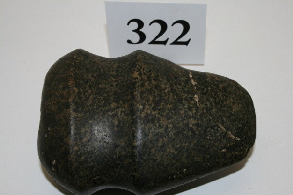 Full Groove Axe: 3 7/8" Highly Polished Full Groove Axe – Green Speckled Granite – Nice