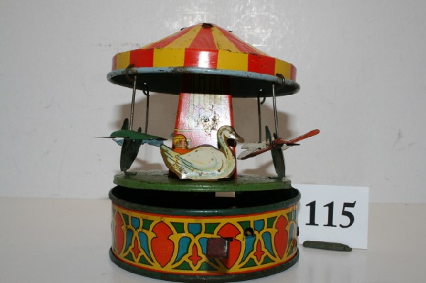 Chein Merry Go Round: Chein Merry Go Round – 4" across, complete works, playwear, very good