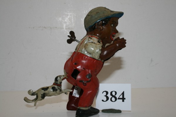 Guntherman Black Boy: Guntherman Black Boy with water melon w/u – working, repaint to cap – 6 1/2" – missing watermelon