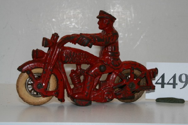 Police Harley Davidson: Hubley Police Harley Davidson with 3 – all original – ex condition – 5 1/2"