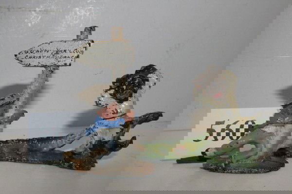 Figural Bottle Openers: Figural Cast Iron Bottle Openers – John Wright Drunk & Gator with black boy – 2 pcs – vg/ex