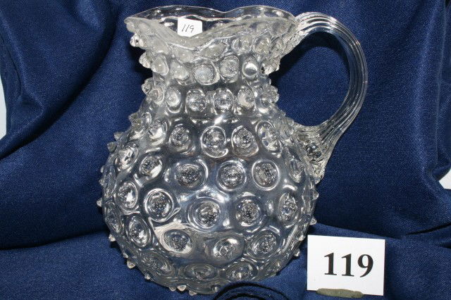 Hobnail Pitcher: 8" Blown Hobnail Pitcher in crystal
