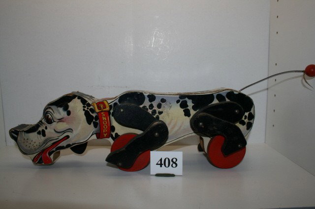 Snoopy Fisher Price Dog: 17" Snoopy Fisher Price Dog - #180 – paper worn on dog – 1 ear missing