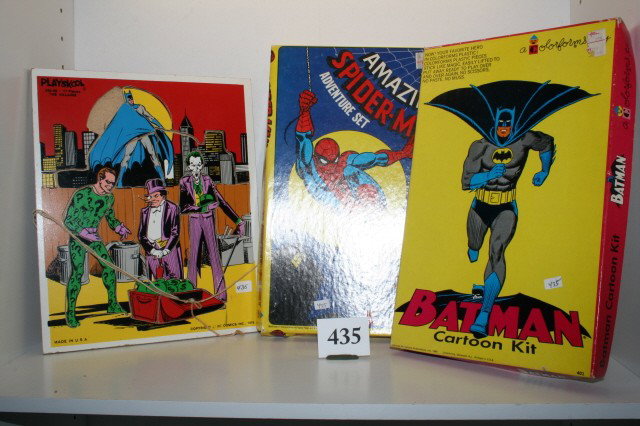 Puzzles: Batman Cartoon Kit, Spider Man Adventure Set, Batman Puzzle (1 pc. missing) all in original boxes