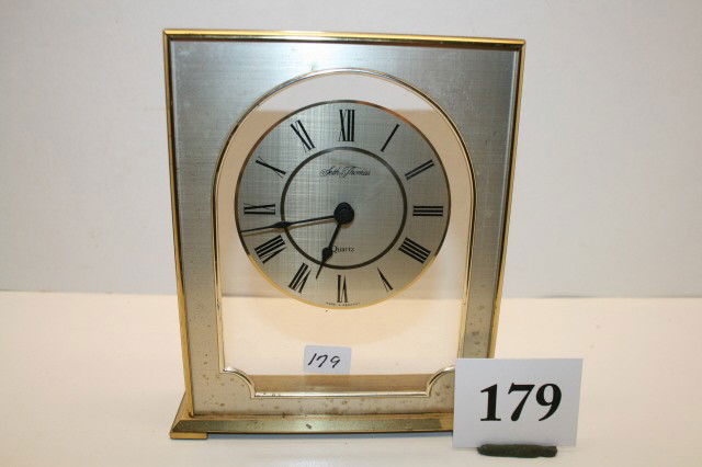 Seth Thomas Quartz Clock: 6" Seth Thomas Quartz Clock in brass brushed frame – (made in Germany) Devonshire Model #0232