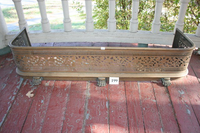 Brass Fireplace Fence or Fender: 12" x 39 1/2" Brass Fireplace Fence or Fender