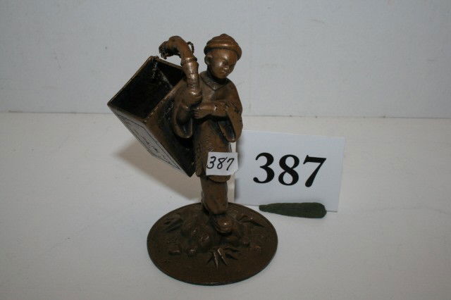 Oriental Man Toothpick Holder: Silver Plate Oriental Man Toothpick Holder