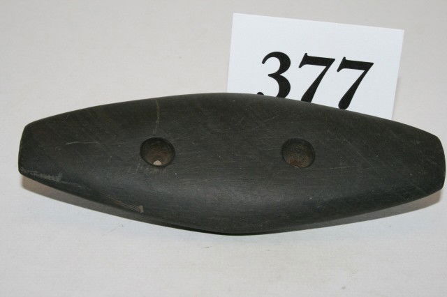 Adena Expanded Center Gorget: 4 9/16" Banded Slate Adena Expanded Center Gorget – Clark Co. Ohio – Ex. Arthur Altick Collection