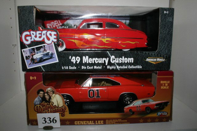 2 "The Dukes of Hazard": Lot of 2 including "The Dukes of Hazard" General Lee & '49 Mercury Custom 1/18th scale in original boxes