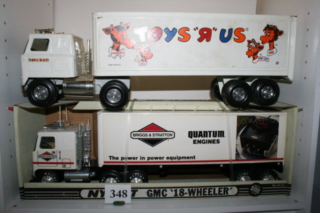 Lot of 2 18 Wheelers Ny-Lint: Lot of 2 18 Wheelers Ny-Lint "GMC Briggs and Stratton" in original box & ERTL "Toys R' Us"