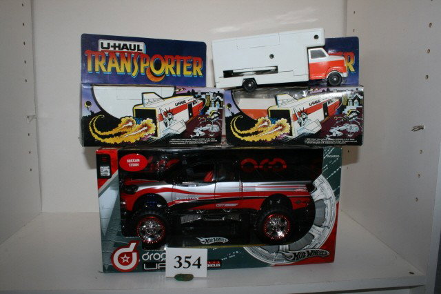 3 toys: Lot of 3 toys including "Hot Wheels" Pickup & 2 "U-Haul Super-Movers" in original boxes