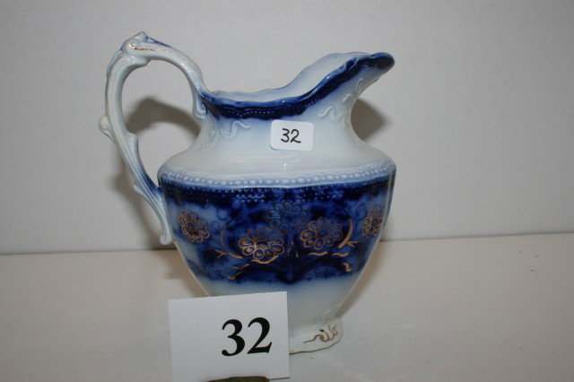 Flow Blue Creamer: 5 1/2" Flow Blue Creamer ?avile by Wood & Son (chip glazed over in the making)