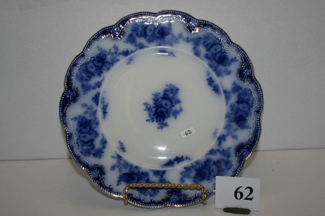 Flow Blue Plate: Florida 10" Flow Blue Plate by Grindley – Gold Gilt