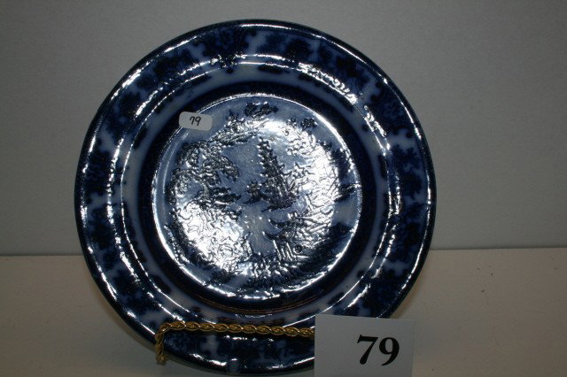 Flow Blue Plate: Shenandoah Flow Blue 7 3/4" Plate by W & T. Adams – Turnstall – Chip under glaze & usage wear on edge