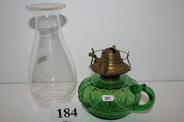 Erin Fan Finger Lamp: 3 1/2" Green Erin Fan or Heavy Gothic Flat Finger Lamp – chimney tight for burner