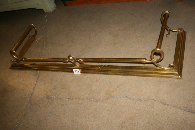 Brass Fireplace Fender: Brass Fireplace Fender 14" Deep – 52" Wide – 7" Tall – scroll with Ivy Leaf design