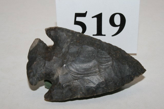 Notch Base Dovetail Point: 2 11/16" Nice Notch Base Dovetail Point – Coshocton Flint found by Arthur Stoltz Miami Co. Ohio