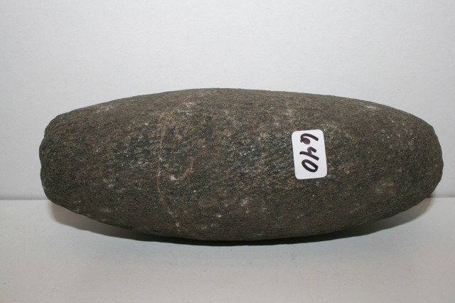 7" Granite Roller Pestle: 7" Granite Roller Pestle – old ding one end, Clinton Co. Ohio – Ex. Walter Kelly Coll.