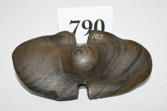 Banded Slate Butterfly Banner: 4 1/2" Nice Banded Slate Butterfly Banner – Undrilled, Clark Co. Ohio – Ex. Arthur Altick Coll.