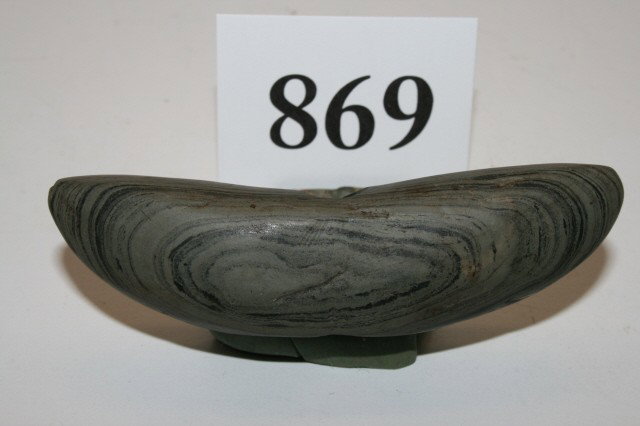 Curved Pick Banded Slate Banner: 3 13/16" Curved Pick Banded Slate Banner 2 grooves cut, Warren Co. Ohio – Walter Kelly Coll.