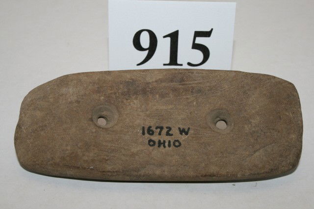 4 1/16" 2 Hole Gorget: 4 1/16" 2 Hole Gorget – Ohio – Ex. Wherle Coll. #1672-W