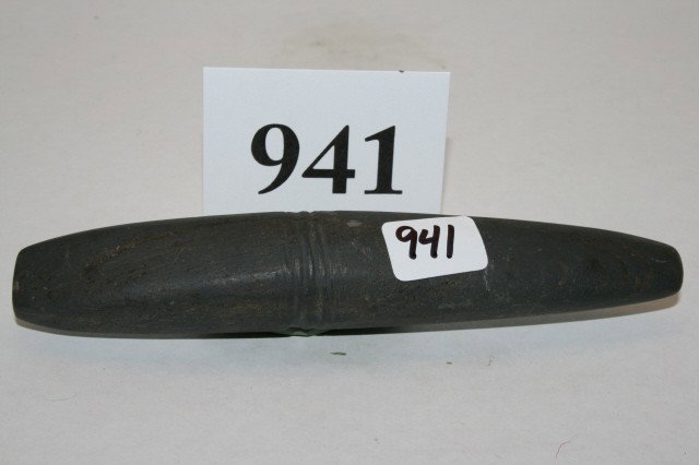 Grooved Slate Bar Weight: 5 3/16" Grooved Slate Bar Weight – Warren Co. Ohio – Walter Kelly Coll.