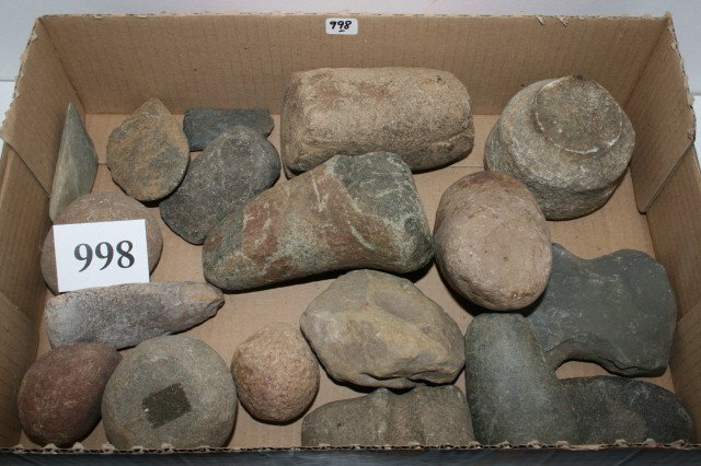 18 Misc. Stone Tools: Box Lot of 18 Misc. Stone Tools – longest 5 1/2"