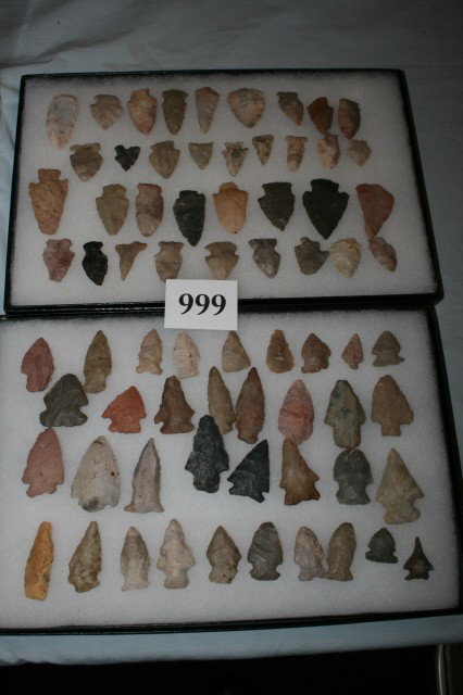 70 assorted Ohio Points: (2) 8 x 12 Frames containing a total of 70 assorted Warren & Clark Co. Ohio Points – Nice! – largest 2 1/4"
