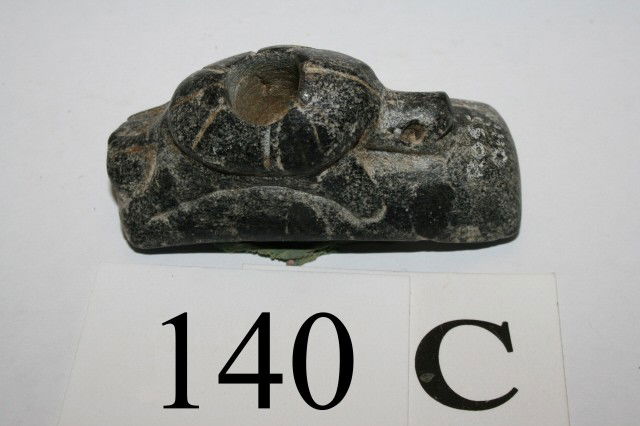 Hopewell Platform Pipe: 2 5/8" Steatite Turtle Effigy Hopewell Platform Pipe – Ross Co. Ohio