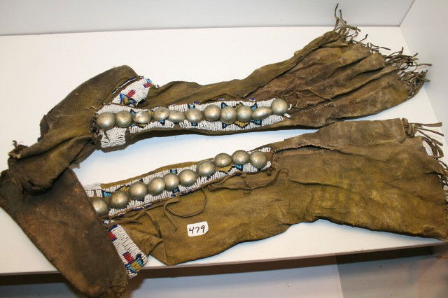 German Silver Concho Boots: 18" Pair of Comanche with German Silver Concho Boots in relic condition