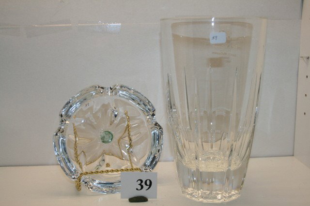 10" Crystal Vase: 10" Crystal Vase – Presentation Piece by Fifth 3rd Bank to Earl McGovern (1992-1999) & 6 1/2" Ashtray