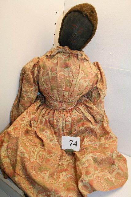 22" Black Rag Doll: 22" Black Rag Doll – Painted Face, old clothing, red underskirt (early)