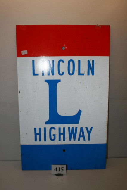 Lincoln Highway Road Sign: 12" x 20" Lincoln Highway Red, White, Blue Road Sign