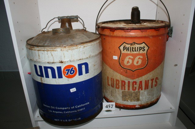(2) 5 Gallon Cans: (2) 5 Gallon Cans – Phillips 66 & Union 76 – both well worn & rust