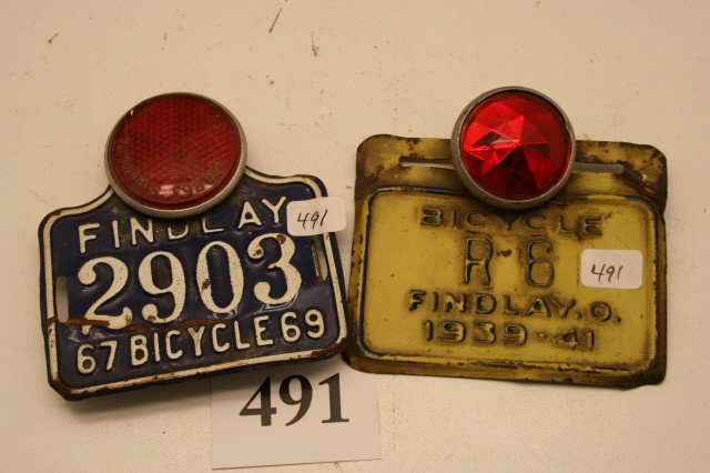 (2) Findlay Ohio Bicycle Licenses: (2) Findlay Ohio Bicycle Licenses – 1967- 1969 & 1939 – 41