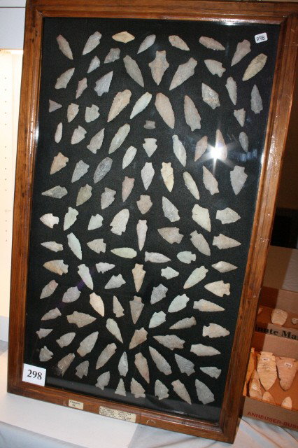 Assorted Projectile Points: 19 x 31 Frame with Assorted Projectile Points – from King-Queen Counties, Virginia