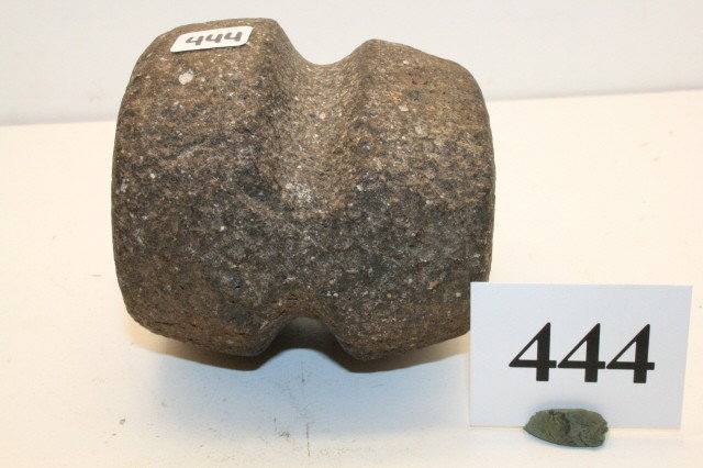 ¾ Groove Stone Maul: 4" x 3 ½" Basalt ¾ Groove Stone Maul – Ex. Hood Coll.