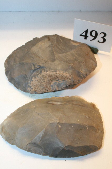 (2) Cache Blades: (2) Cache Blades – largest 4 ½", smallest 4" – Cribb Mound, Spence Co. Ind.