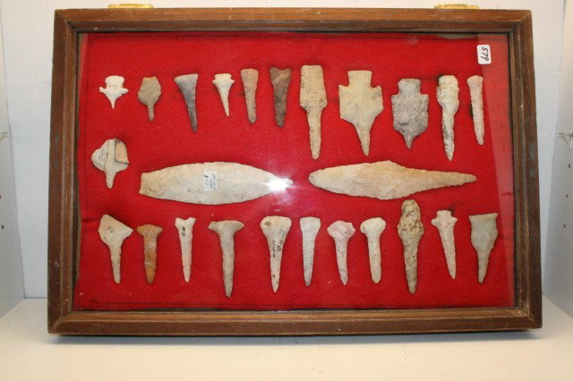 Frame 25 Fine Flint Drills: 12 x 18 Wood Frame 25 Fine Flint Drills – longest 6 ¼", smallest 1 ¼" – nice selection