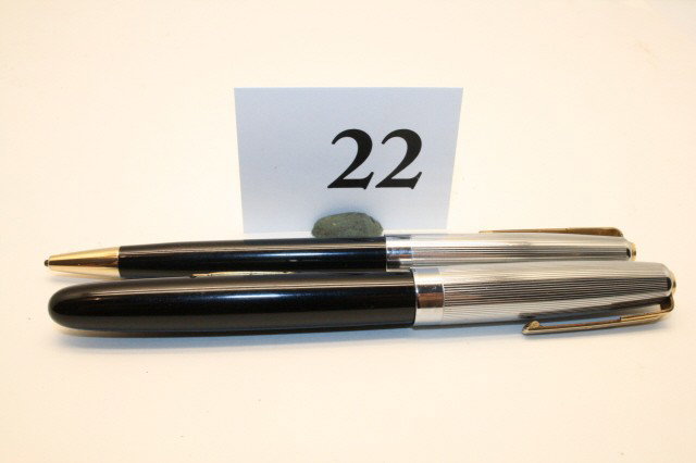 Waterman's Pen/Pencil Set: 1950's Waterman's Black/Silver Pen/Pencil Set