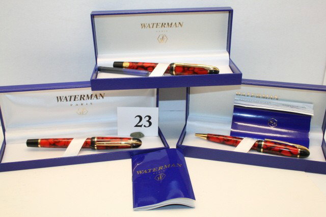 Waterman's "Phileas", Pens: 1980's Waterman's "Phileas", Coral Red Pens, ball point, fountain pen and roller ball