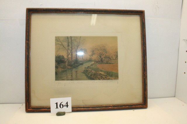 Spring in the Dell: "Spring in the Dell" - signed Wallace Nutting – 12 ¾ wide x 10 ½ tall framed