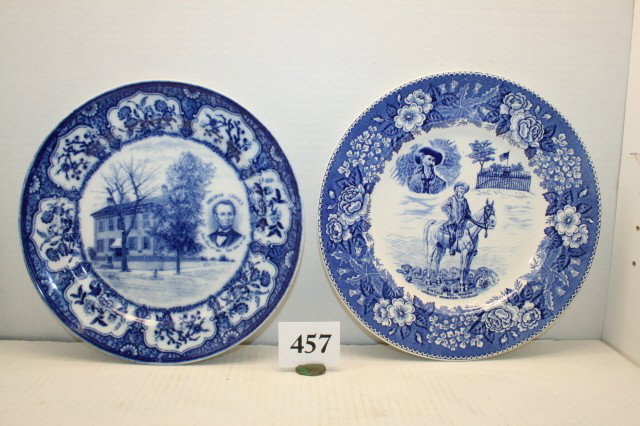 Buffalo Bill Plate / Lincoln's House: Buffalo B ill Plate and a Flow Blue Abraham Lincoln's House