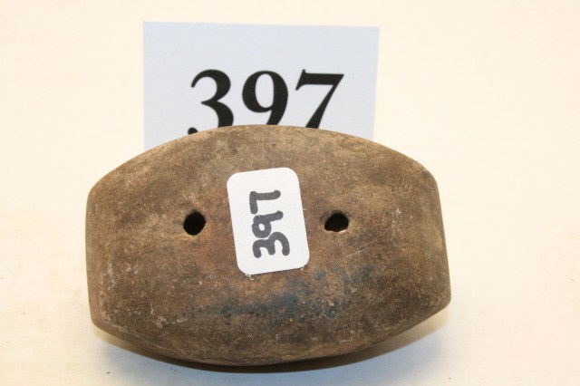 Sandstone Semi Keeled Gorget: 2 ¾" Sandstone Semi Keeled Gorget – Adena – Ohio or Ind.