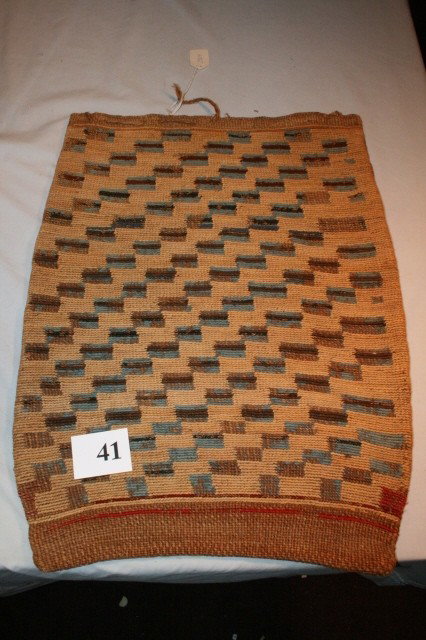 Nez Perce Drawstring Bag: 14 ½" x 19" Woven Two Sided Designs Nez Perce Drawstring Bag – nice condition, rectangular designs