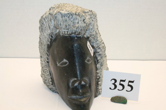 Soapstone Carving of an Indian: 5" Soapstone Carving of an Indian Dressed in fur, Canada Eskimo Art, numbered
