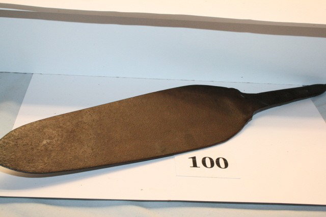 Hudson Bay Dag Blade: 13 ½” x 2 ½” Hand Forged Beaver Tailed Hudson Bay Dag Blade – tang stamped H.P. Company with one pierced hole
