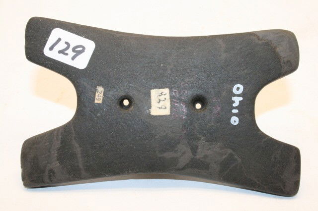 Quadro Concave Slate Gorget: 4 ½” Rare Exotic Quadro Concave engraved Slate Gorget – Ohio from a Midwest Institution, Jackson C.O.A.