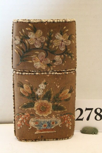 Quilled Birch Bark Cigar Case: 5 ½” x 2 ¾” Ojibwa Quilled Birch Bark Cigar Case – excellent condition