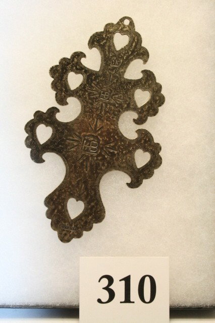 Cross of Lorraine Trade Silver Cross: 5 ¼” x 3 ¼” Elaborate Cross of Lorraine Trade Silver Cross – H B Beaver, Quebec Cartouche